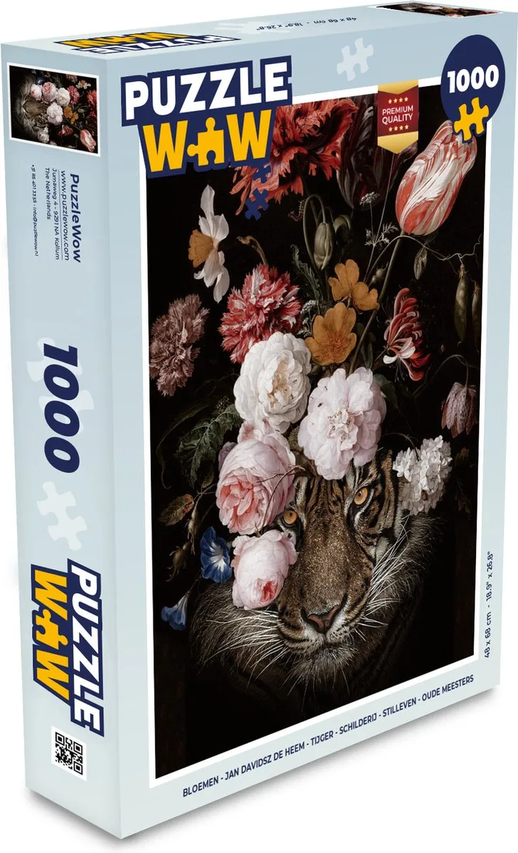 PuzzleWow Jan Davidsz de Heem Bloemen Legpuzzel 1000 Stuks - Multicolor