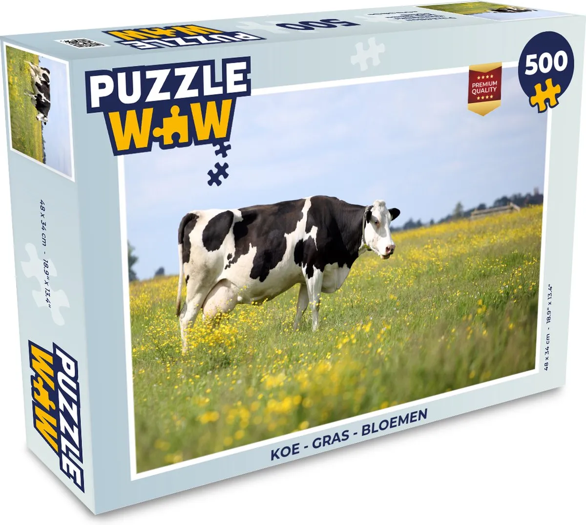 PuzzleWow Koe Gras Bloemen Legpuzzel 500 Stuks