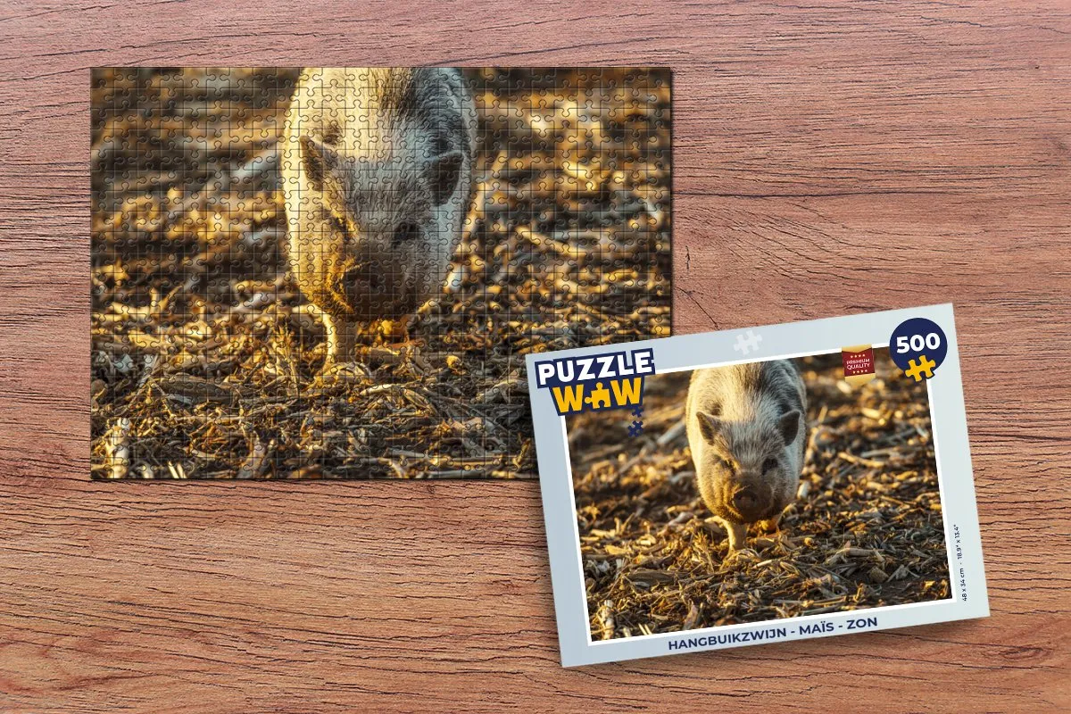 PuzzleWow Hangbuikzwijn Legpuzzel 500 Stuks - Multicolor