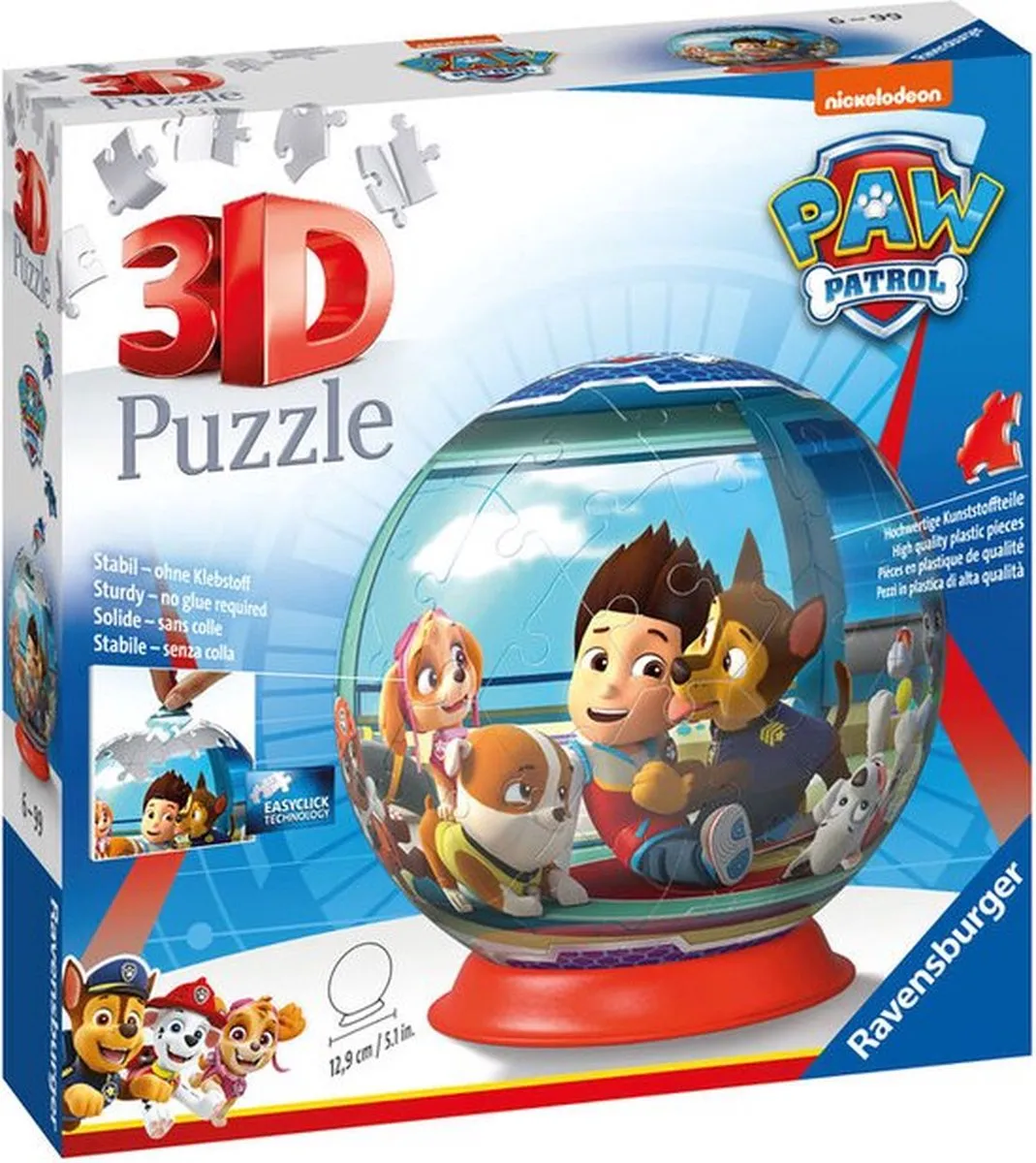 Ravensburger PAW Patrol Puzzelbal 3D - 72 Stuks