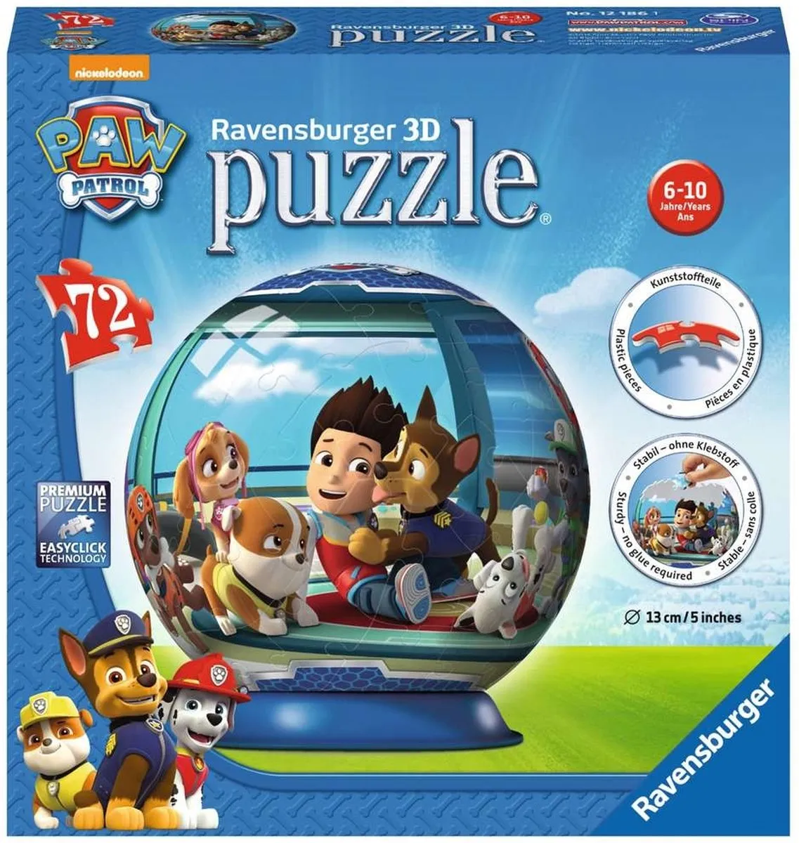 Ravensburger PAW Patrol Puzzelbal 3D - 72 Stuks