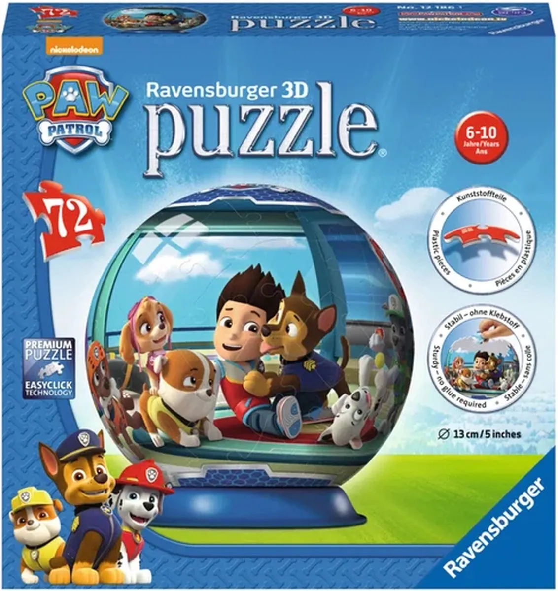 Ravensburger PAW Patrol Puzzelbal 3D - 72 Stuks - afbeelding 6 van 6