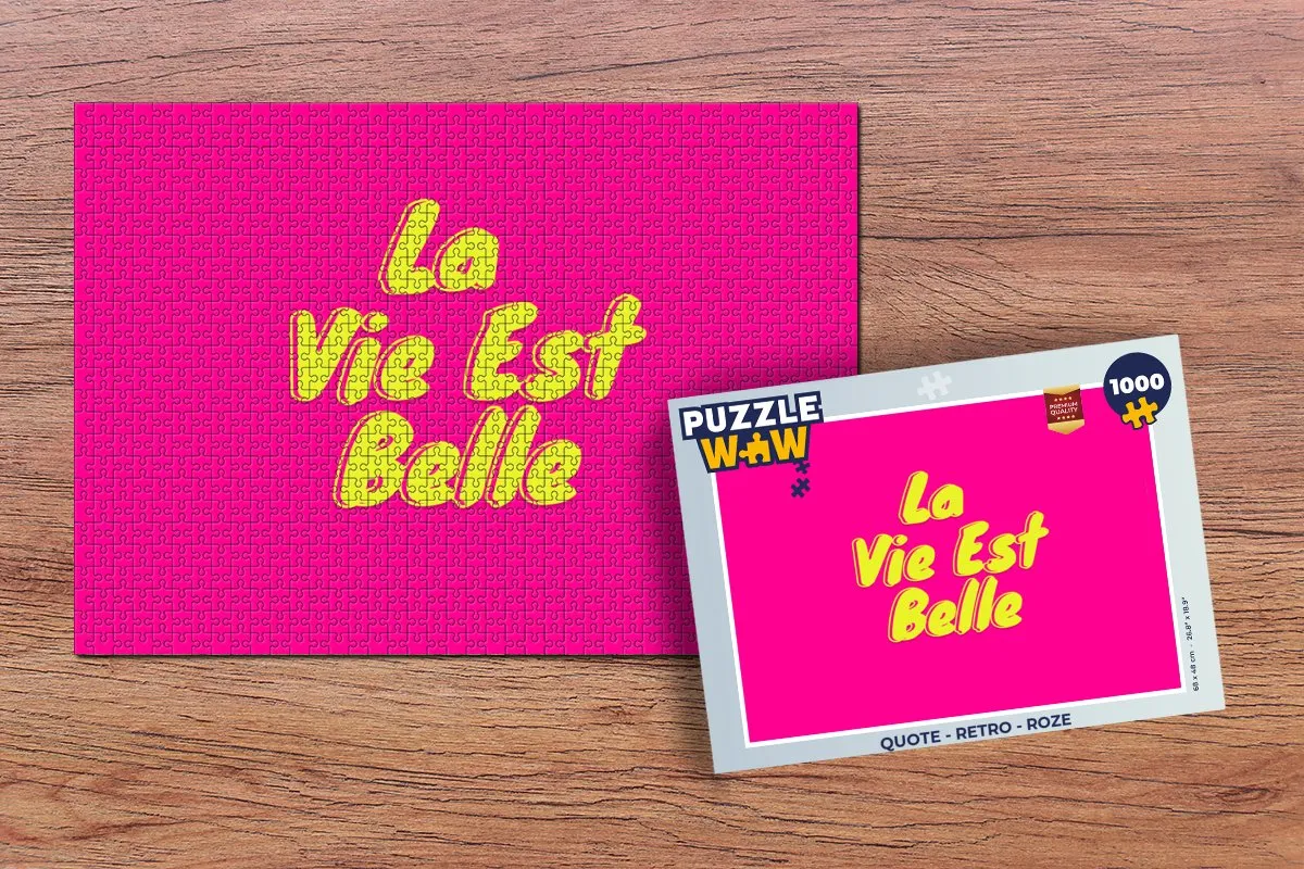 PuzzleWow Quote Retro Legpuzzel 1000 Stuks - Roze