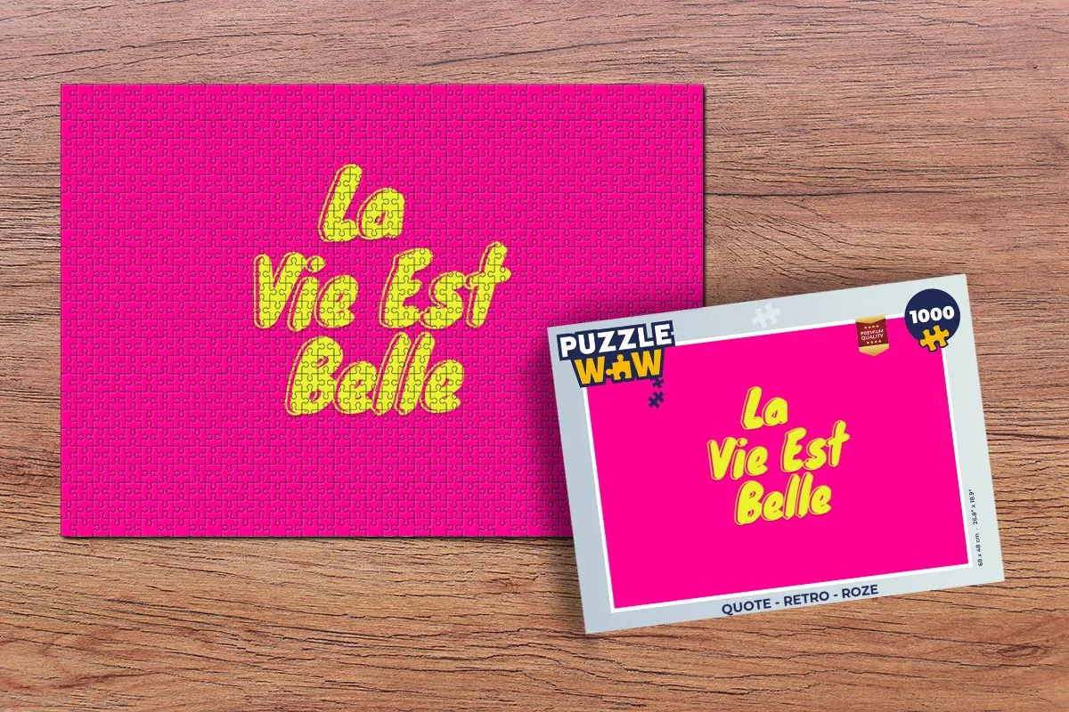 PuzzleWow Quote Retro Legpuzzel 1000 Stuks - Roze