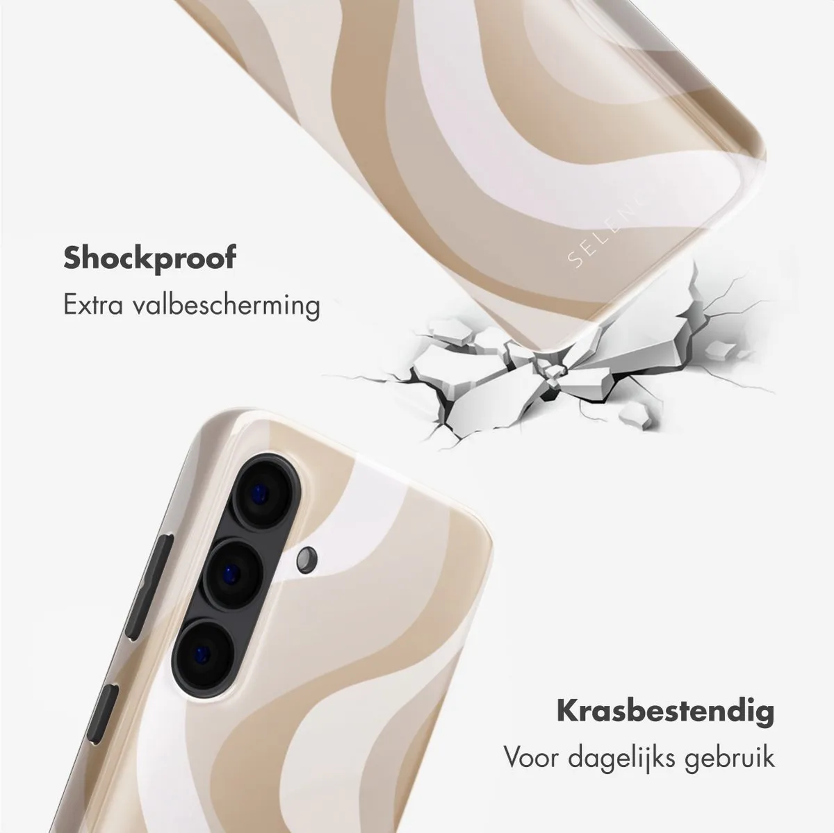 Selencia Hoesje Samsung Galaxy S24 Desert Waves Beige