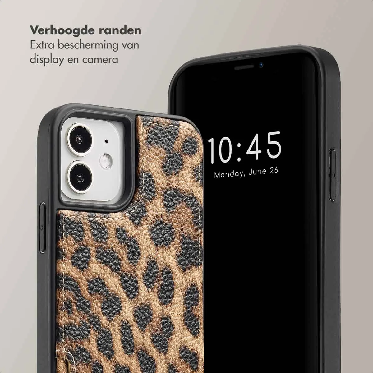 Selencia iPhone 12/12 Pro Hoesje - Leopard - 2 Pasjes