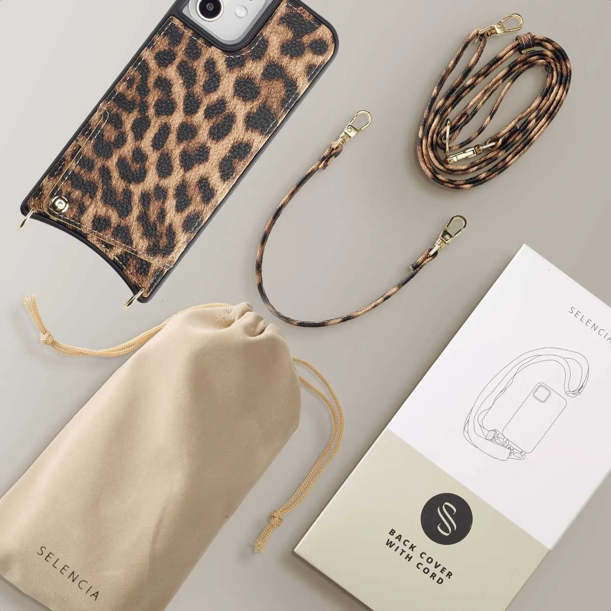 Selencia iPhone 12/12 Pro Hoesje - Leopard - 2 Pasjes - afbeelding 6 van 6