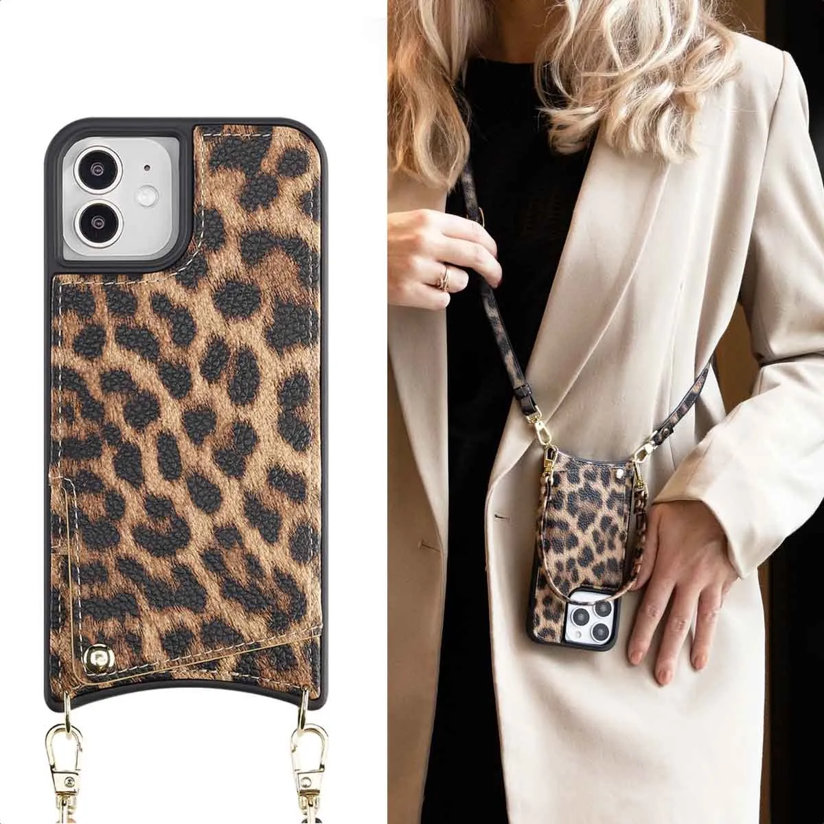 Selencia iPhone 12/12 Pro Hoesje - Leopard - 2 Pasjes