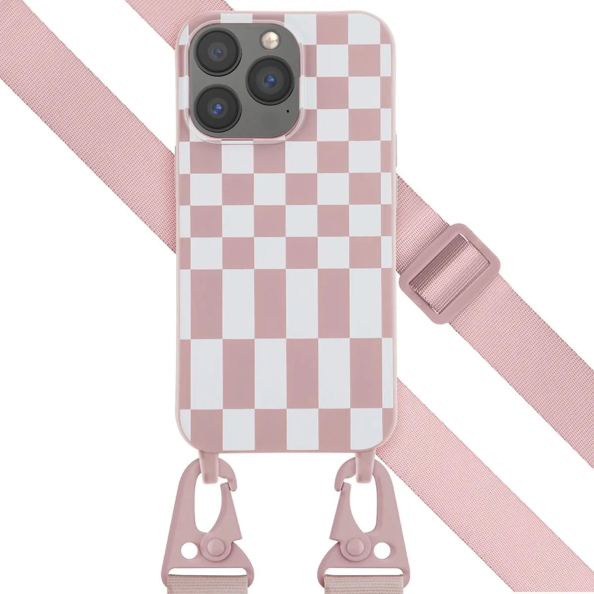 Selencia Hoesje iPhone 13 Pro Irregular Check Sand Pink