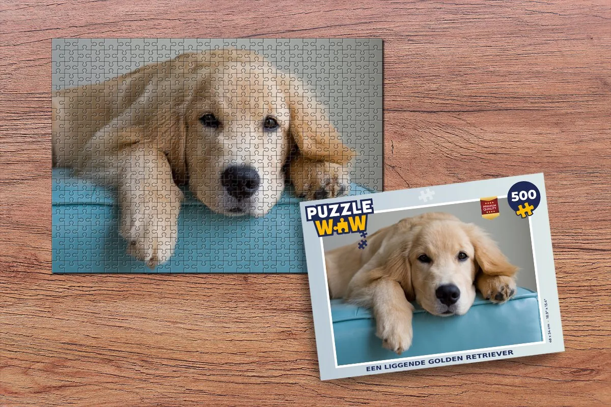 PuzzleWow Golden Retriever Legpuzzel 500 Stuks - Multicolor