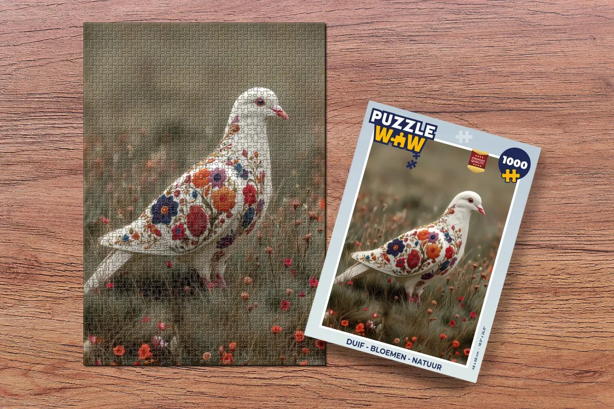 PuzzleWow Duif - Bloemen Legpuzzel 1000 Stuks