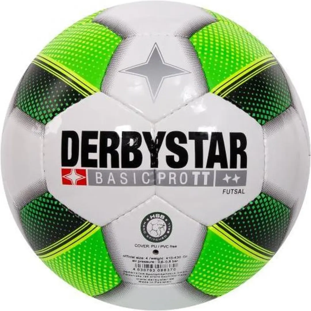 Derbystar Futsal Basic Pro TT Voetbal - Maat 4 - Wit/ Groen - afbeelding 6 van 6