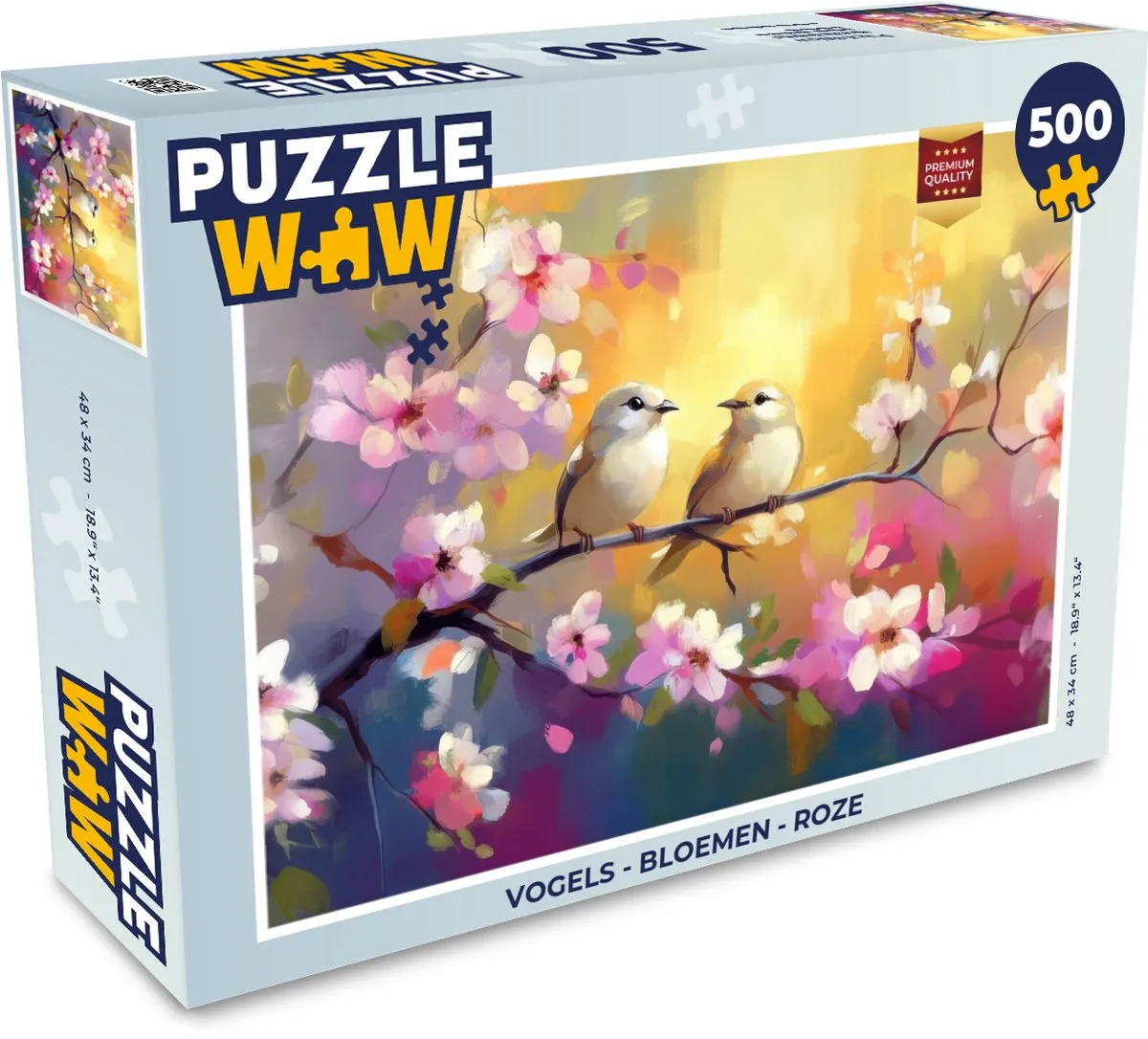 PuzzleWow Vogels & Bloemen Legpuzzel 500 Stuks