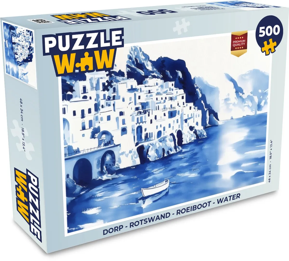 PuzzleWow Rotswand Roeiboot Legpuzzel 500 Stuks