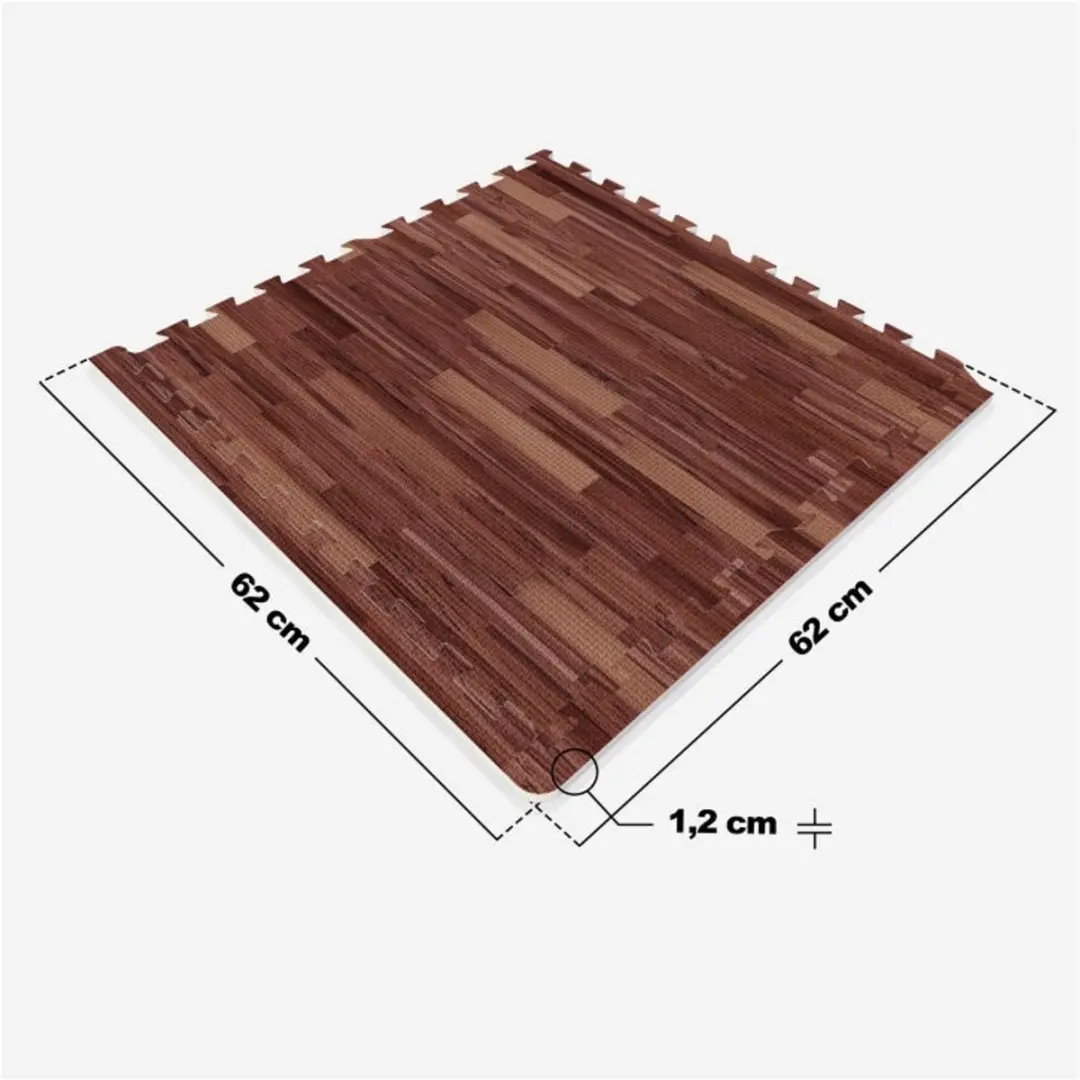 Gorilla Sports Puzzelmat Donkere Houtlook - 6 Stuks + 12 Eindstukken