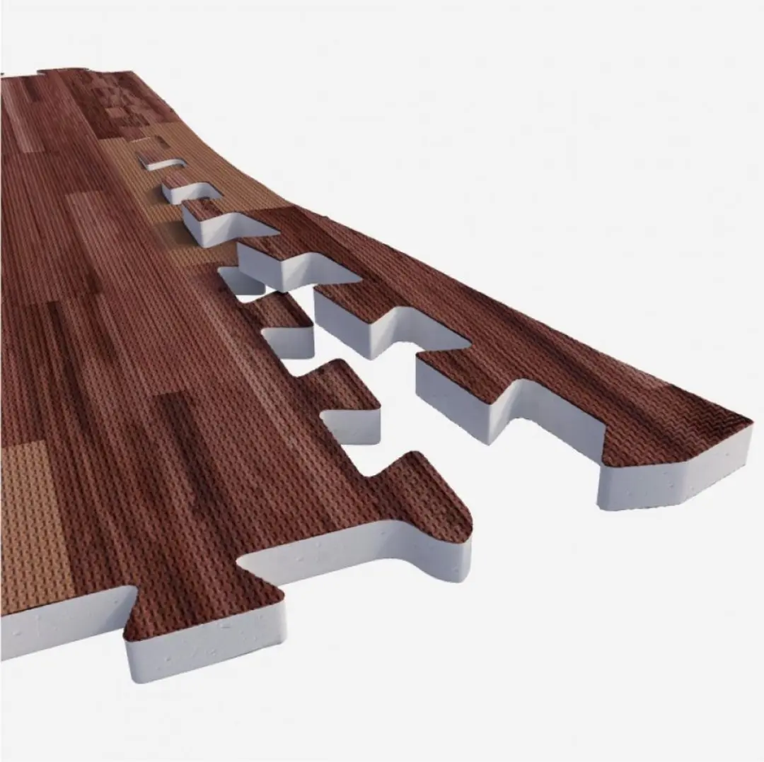 Gorilla Sports Puzzelmat Donkere Houtlook - 6 Stuks + 12 Eindstukken