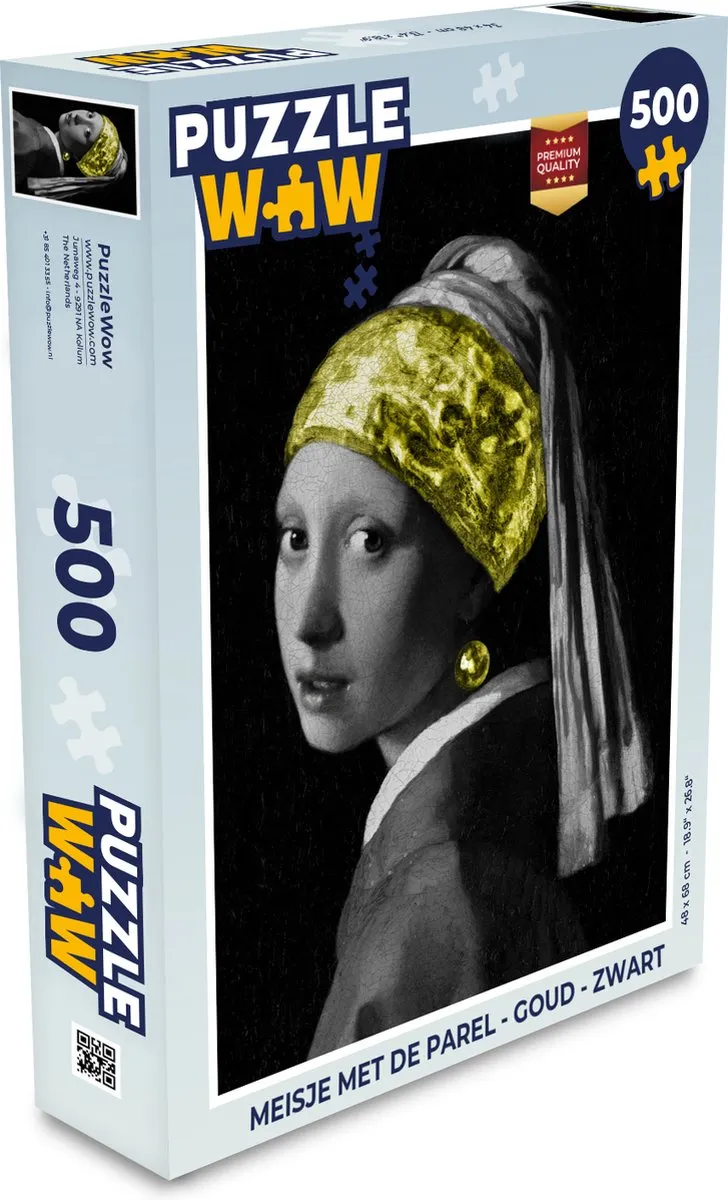 PuzzleWow Meisje met de parel Legpuzzel 500 Stuks
