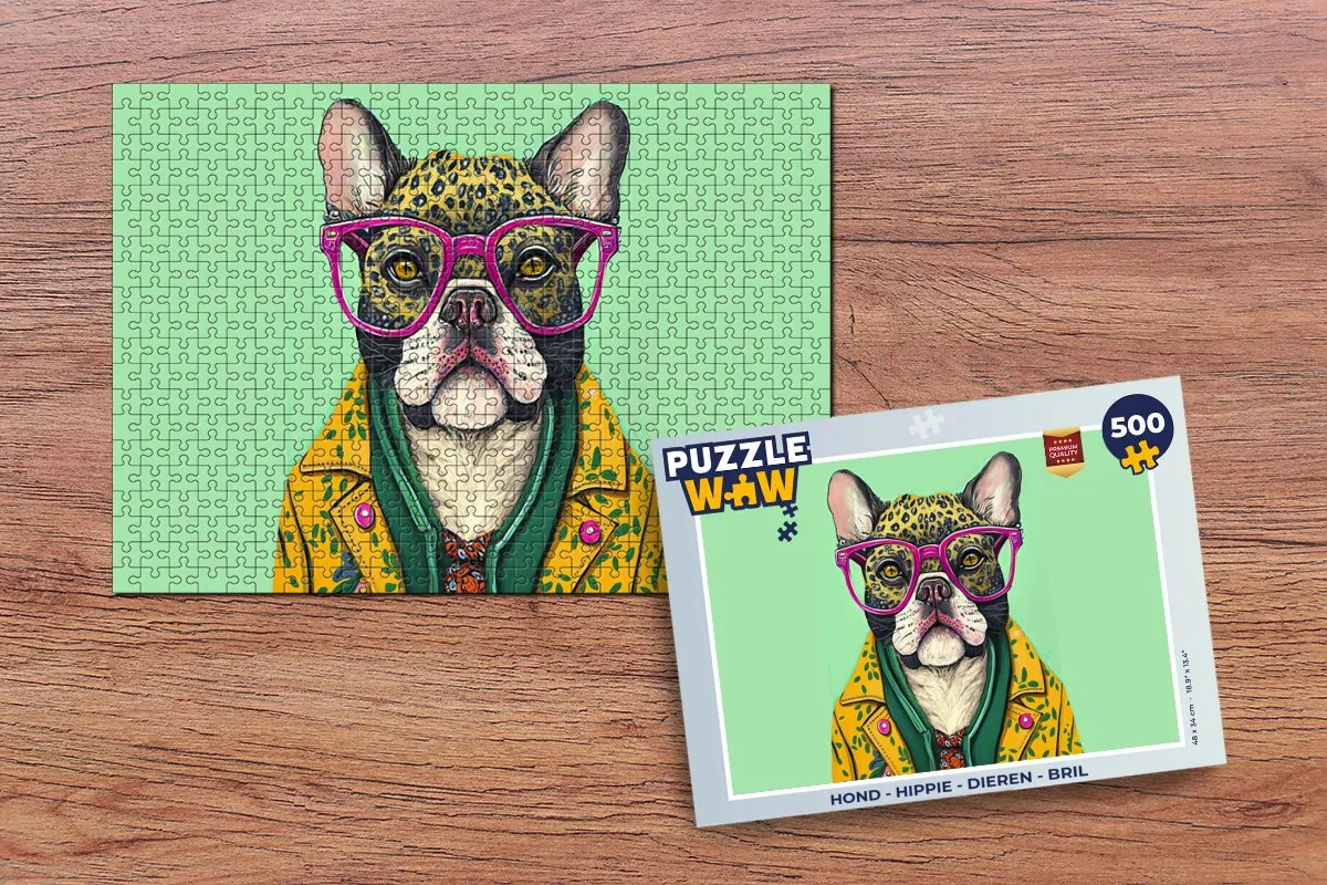 PuzzleWow Hippie Hond Legpuzzel 500 Stuks - Multicolor