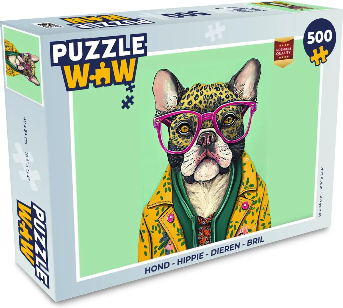 PuzzleWow Hippie Hond Legpuzzel 500 Stuks - Multicolor