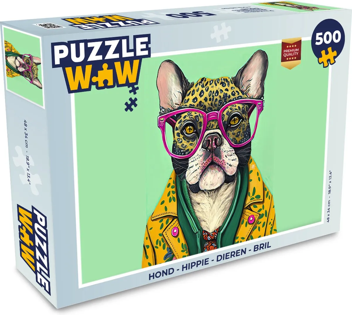 PuzzleWow Hippie Hond Legpuzzel 500 Stuks