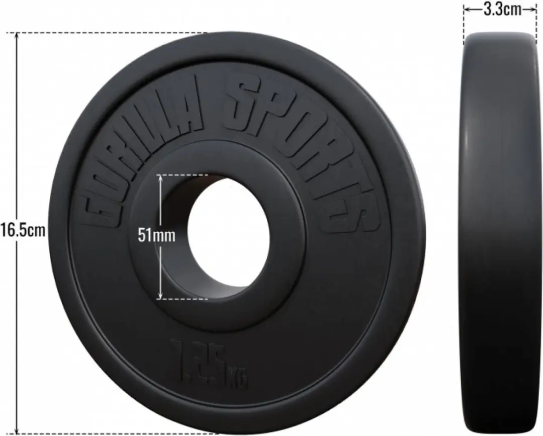 Gorilla Sports Olympisch Gewichtsschijf 1.25kg - 50mm - Zwart