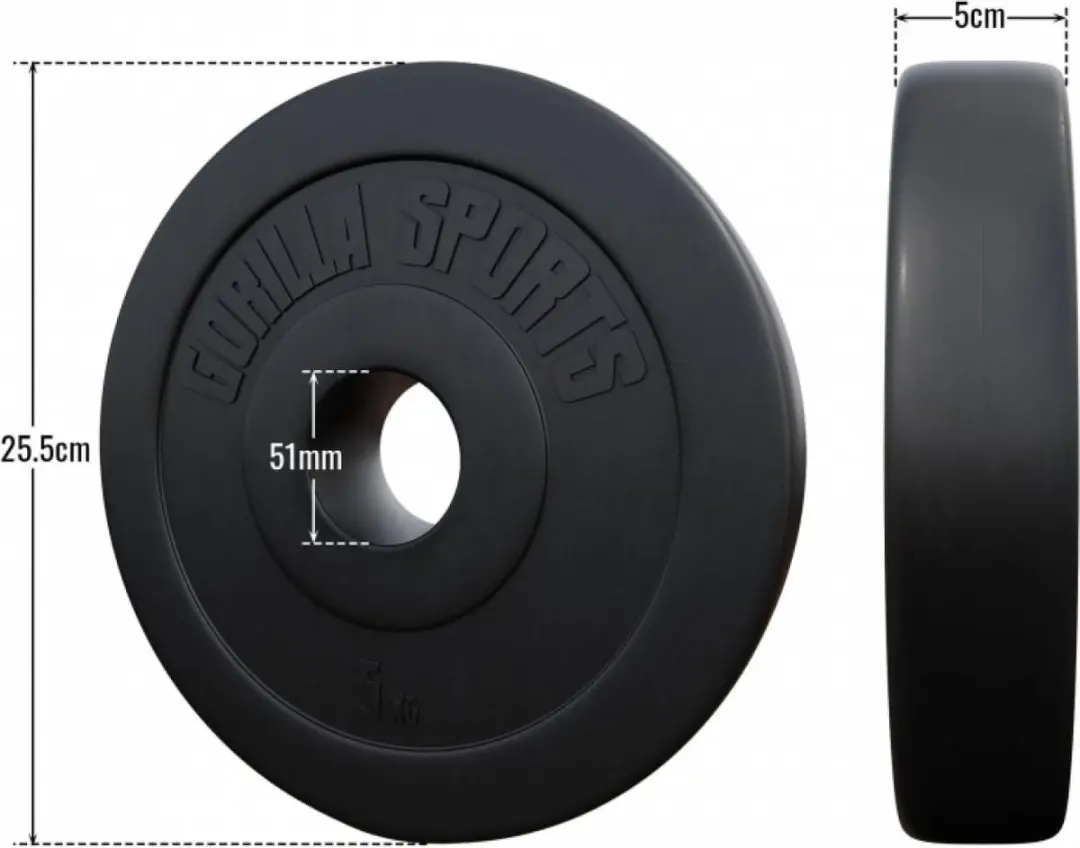 Gorilla Sports Halterschijf Olympisch 50mm - 5 kg - Zwart