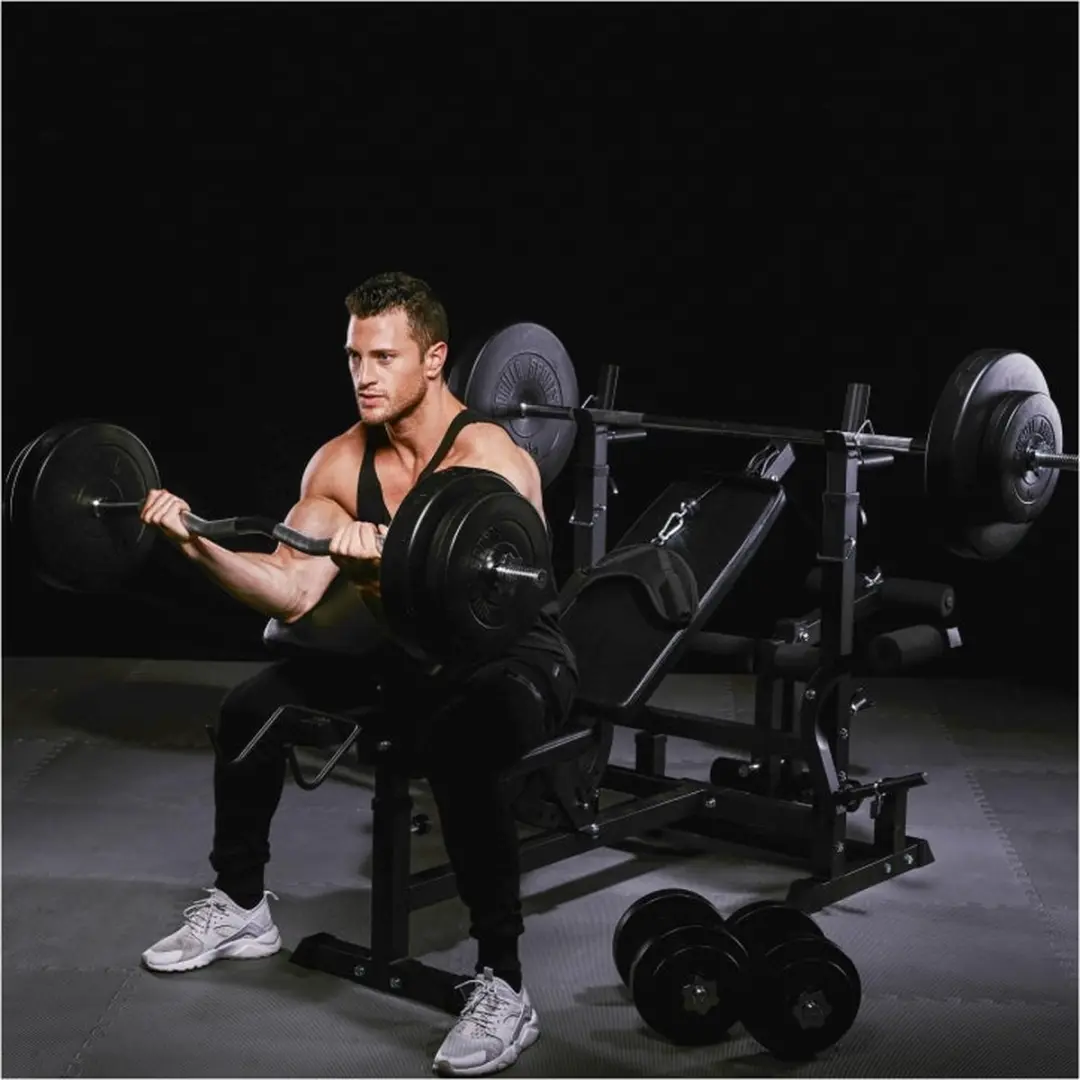 Gorilla Sports Fitnessbank met Lat Pulley - Zwart