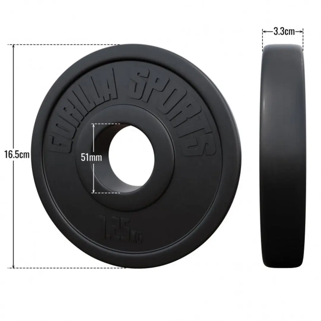 Gorilla Sports Halterschijven 2x1,25kg Kunststof 50mm - Zwart