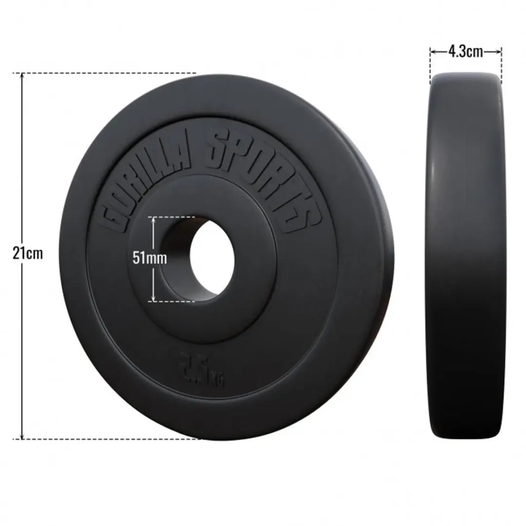 Gorilla Sports Halterschijven 2x2,5kg Kunststof 50mm - Zwart