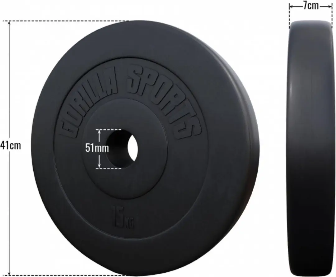 Gorilla Sports Halterschijven 30kg Set - 2x15kg - 50mm - Zwart