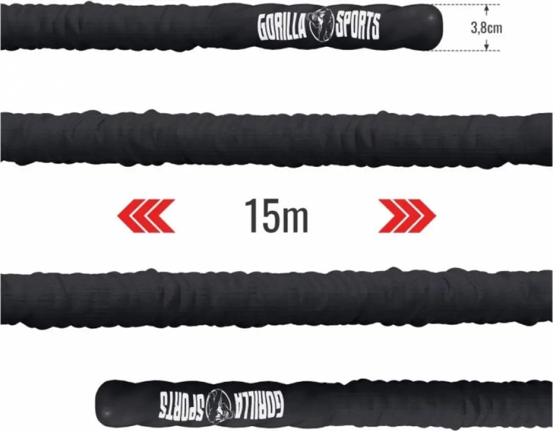 Gorilla Sports Power Rope 15m - 38mm - inclusief muurbeugel