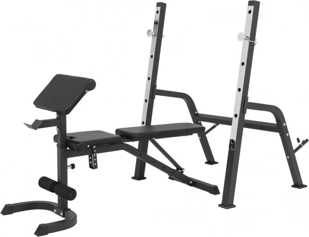 Gorilla Sports Halterbank met Squat Rack 100kg Set - Zwart