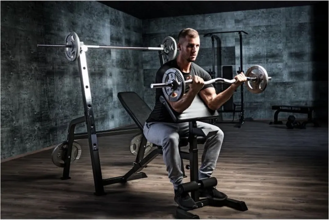 Gorilla Sports Halterbank met Squat Rack 100kg Set - Zwart
