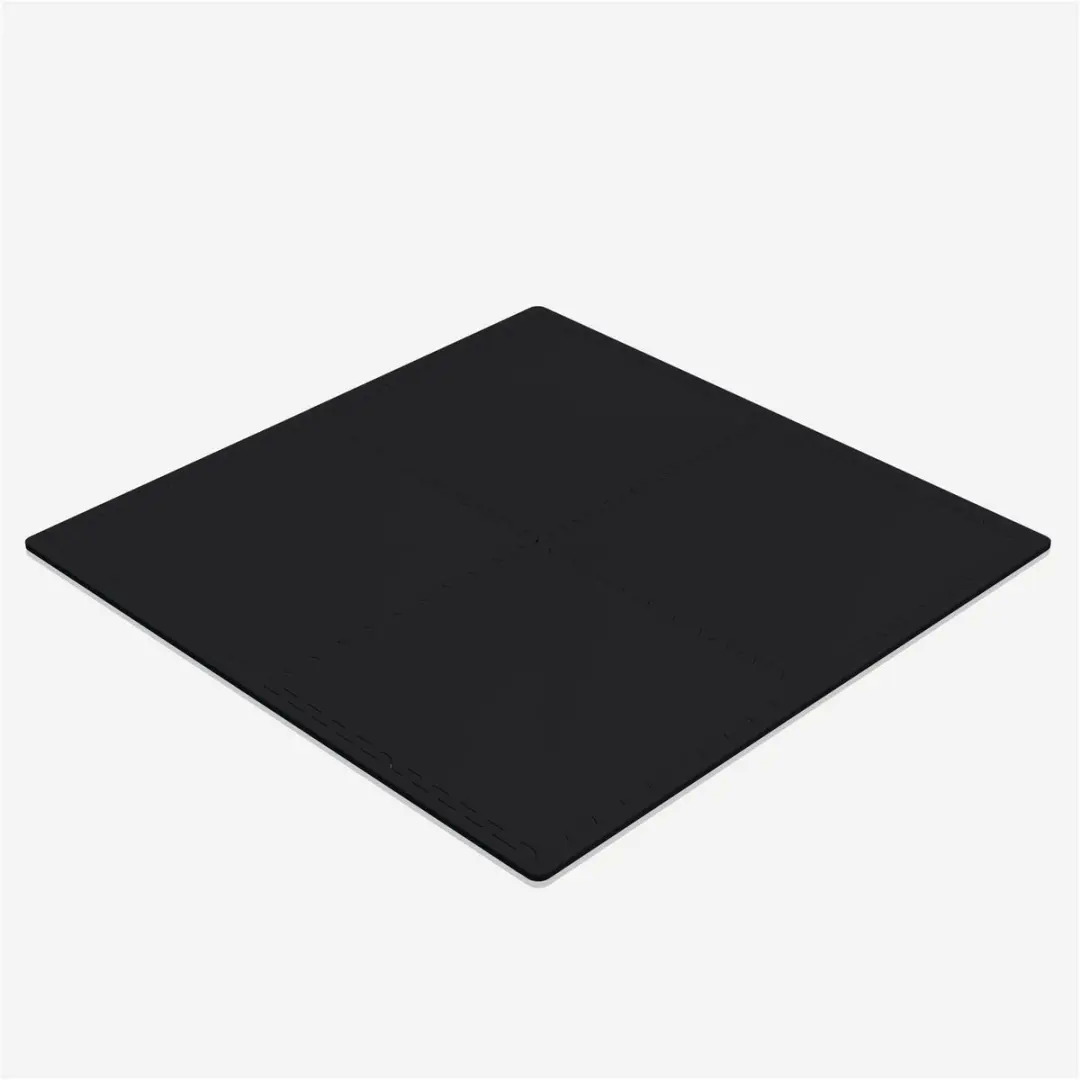 Gorilla Sports Vloermatten Rubber Puzzelmat - 4 matten + 8 eindstukken - Zwart