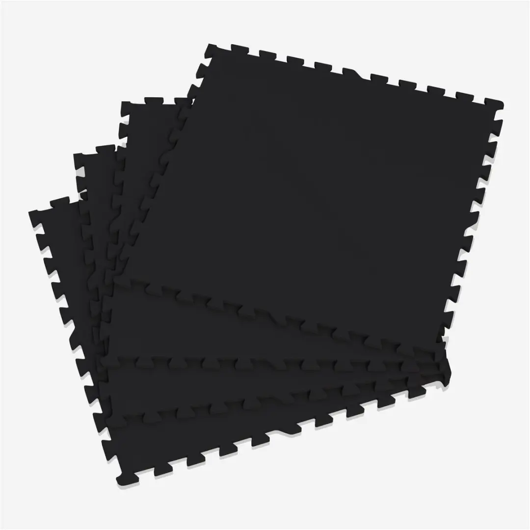 Gorilla Sports Vloermatten Rubber Puzzelmat - 4 matten + 8 eindstukken - Zwart