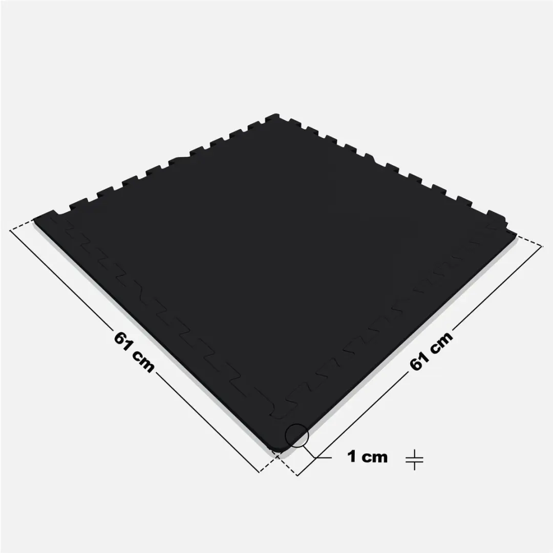 Gorilla Sports Vloermatten Rubber Puzzelmat - 4 matten + 8 eindstukken - Zwart