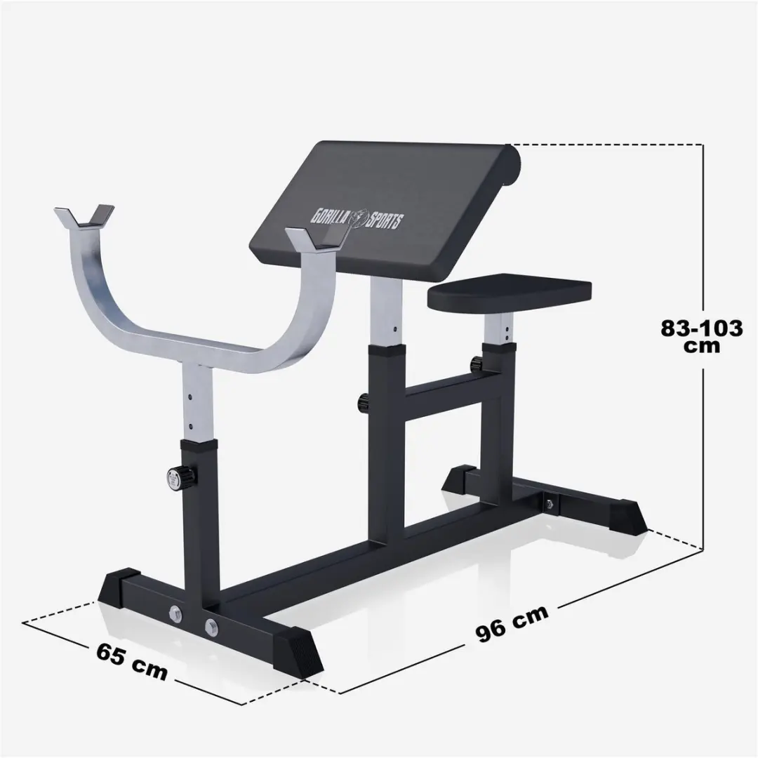 Gorilla Sports Biceps Curlbank - Verstelbaar - Zwart