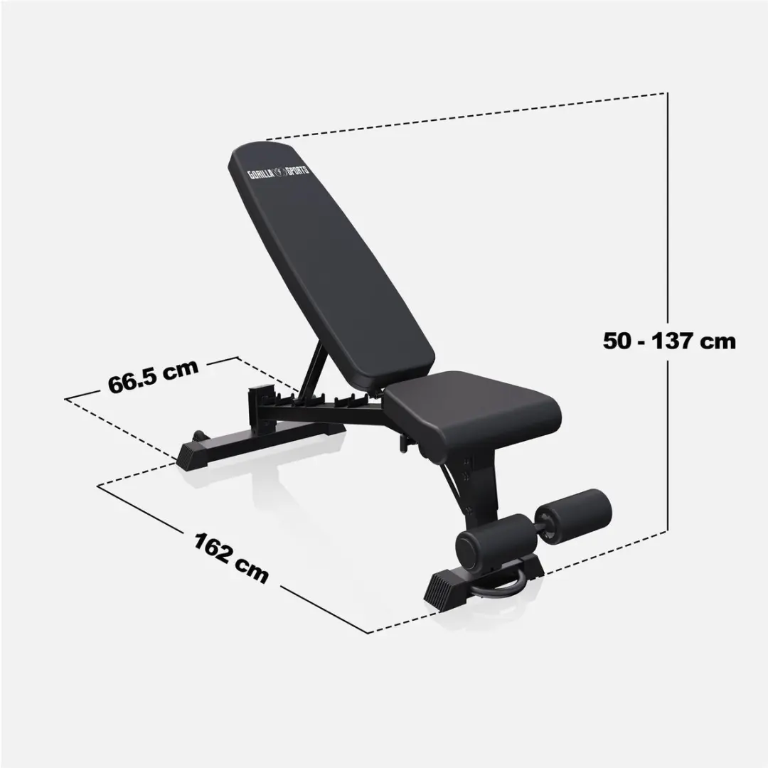 Gorilla Sports Verstelbare Halterbank 400kg - Zwart