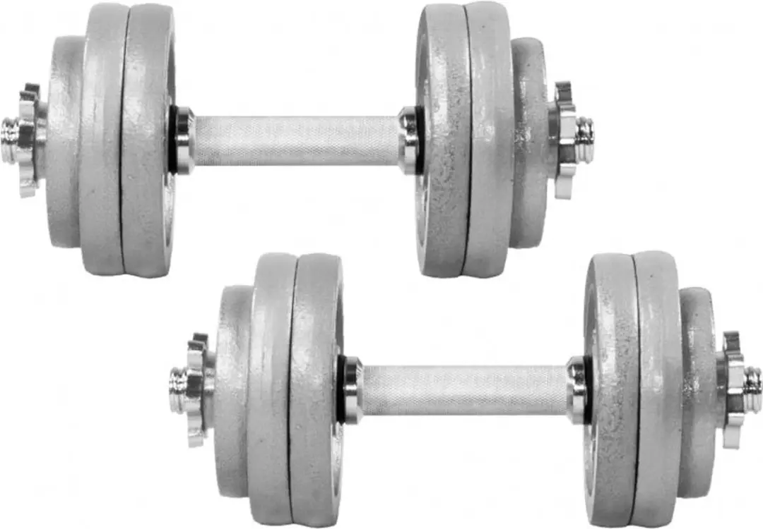 Gorilla Sports Dumbellset 30kg - 18-delig - Zilver