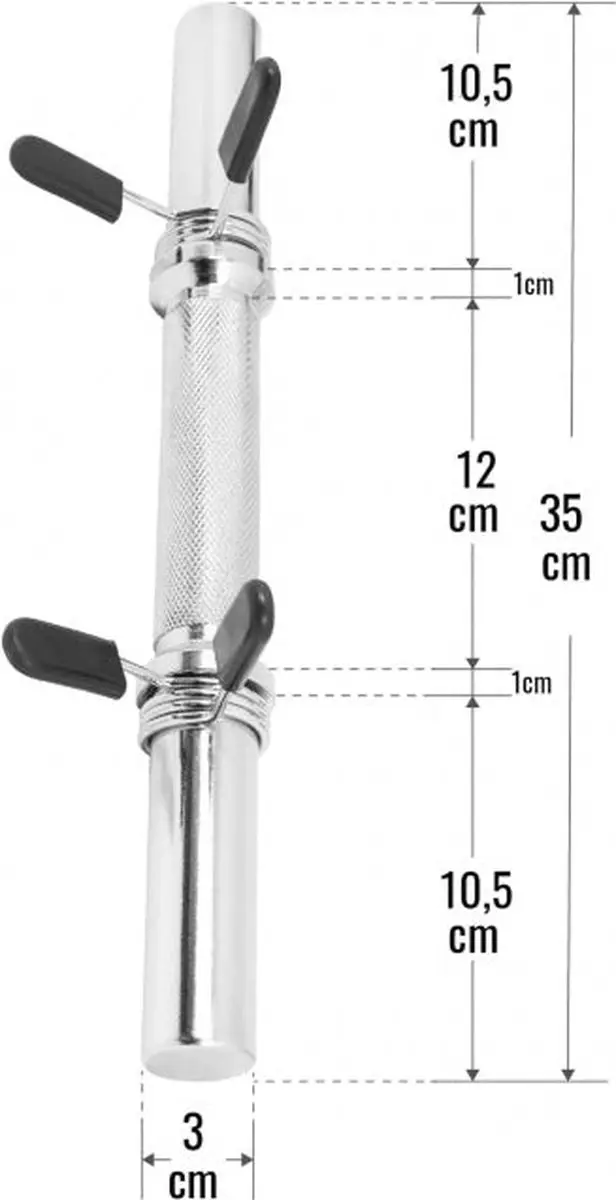 Gorilla Sports Dumbbellstang 35cm 30mm - 100kg - Zilver