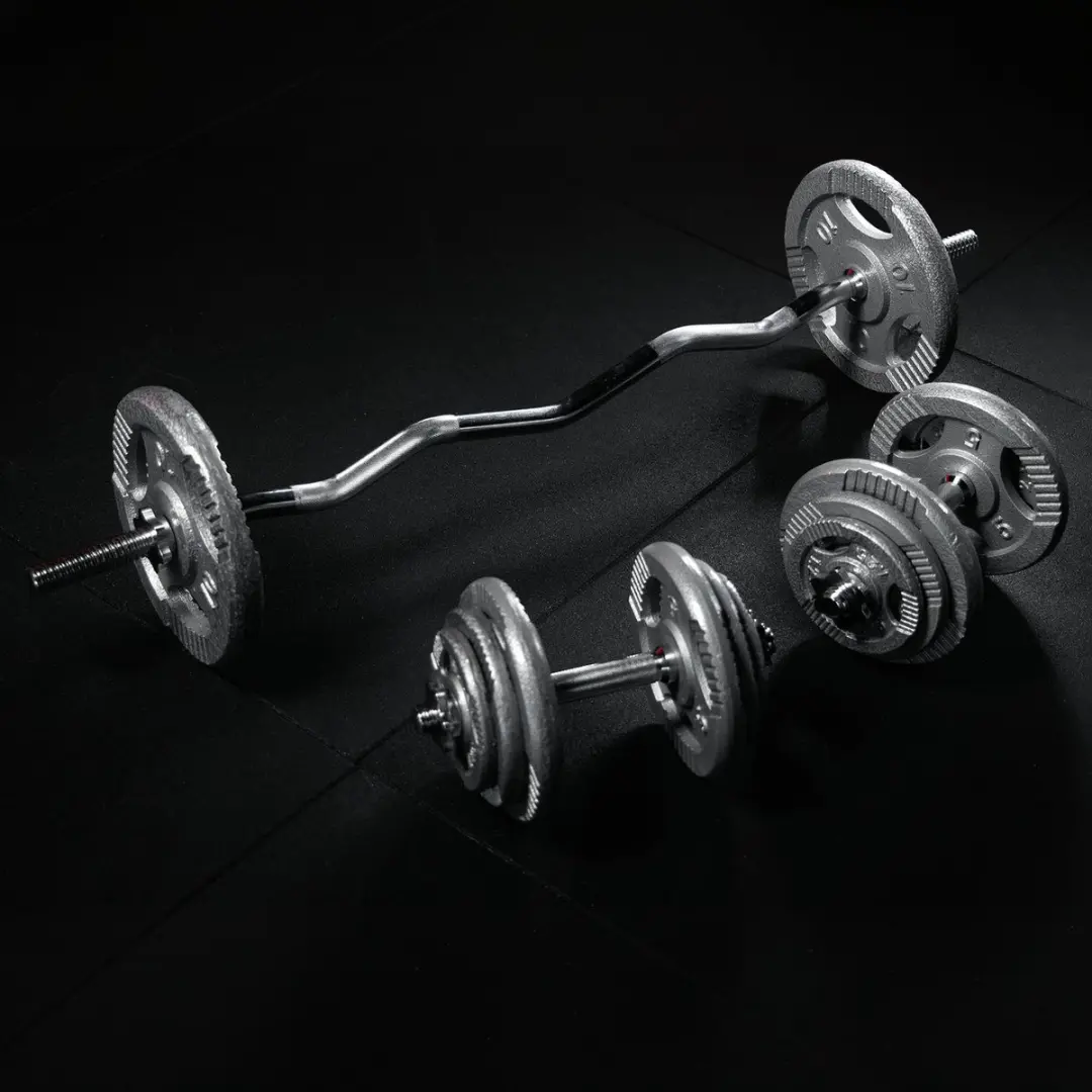 Gorilla Sports Halterset 70kg - 30mm Gietijzer - 23 Stuks