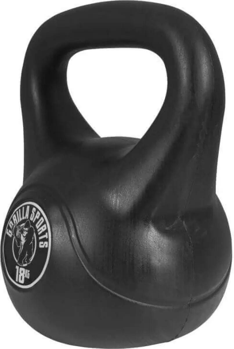 Gorilla Sports Kettlebell 18 kg - Kunststof - Zwart