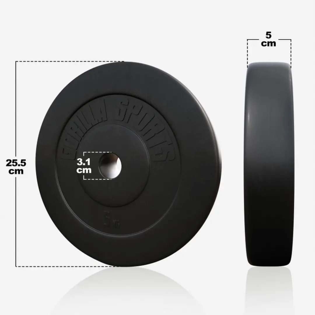 Gorilla Sports Halterschijven 30mm - 30kg (6x5kg) - Zwart