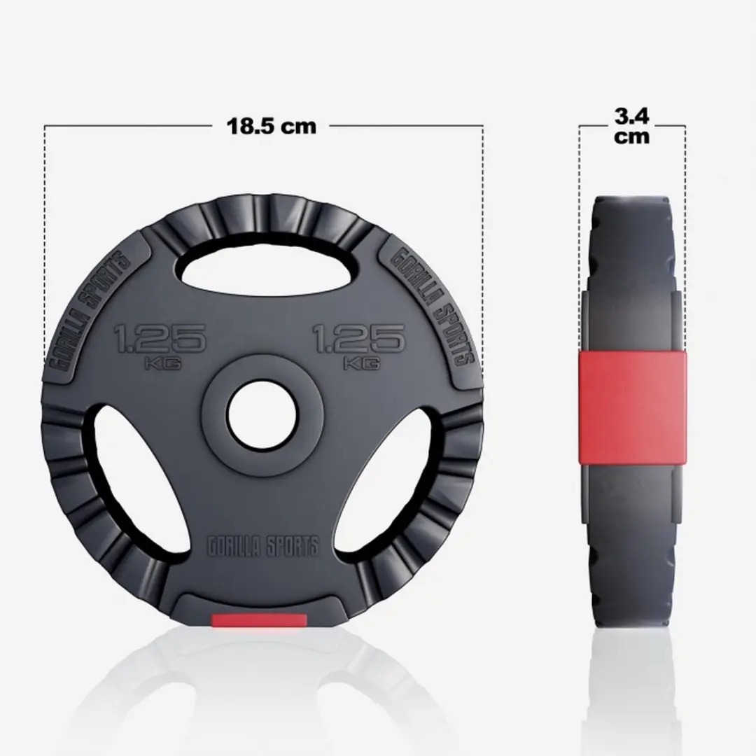 Gorilla Sports Halterschijf Gripper 30mm 1,25kg - Zwart