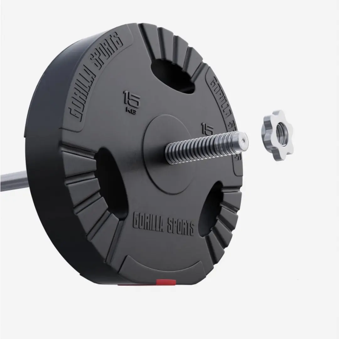 Gorilla Sports Halterschijven 30mm Gripper Kunststof - 2x15kg - Zwart