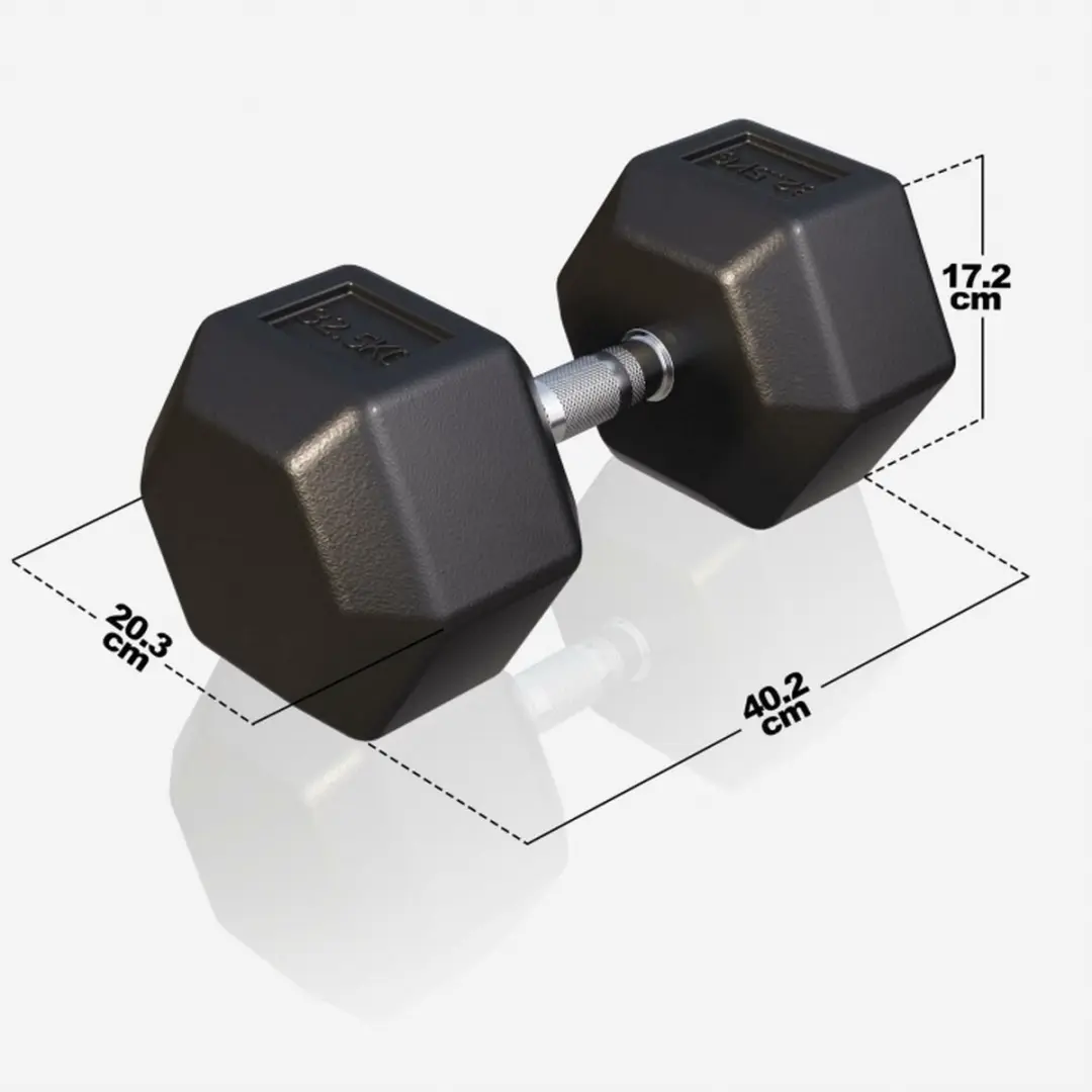 Gorilla Sports Dumbbell 32,5 kg - Gietijzer - Hexagon - Zwart