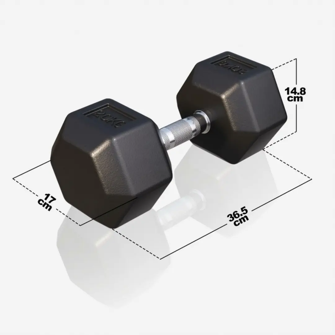 Gorilla Sports Dumbbell 20kg - Gietijzer - Hexagon - Zwart