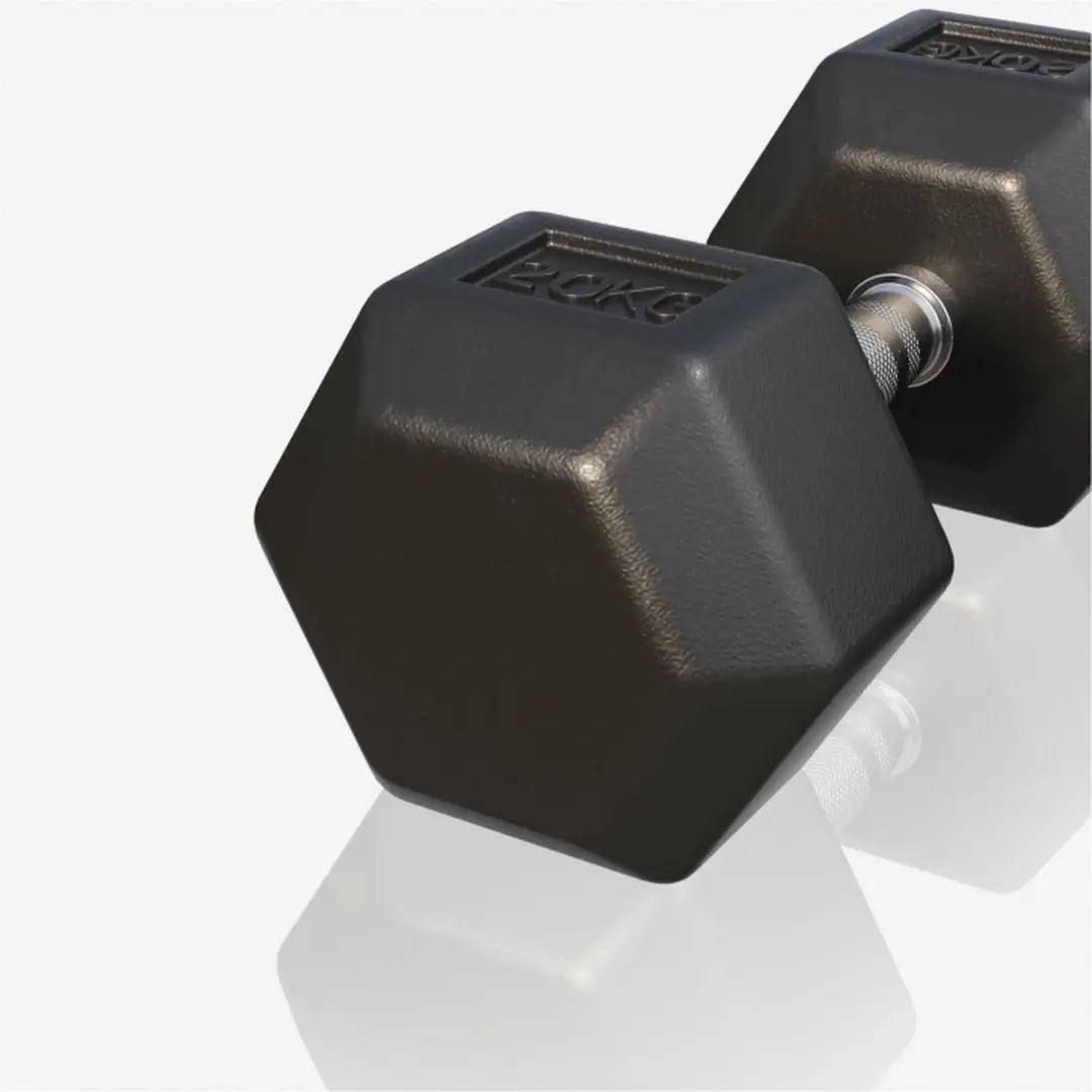 Gorilla Sports Dumbbell 20kg - Gietijzer - Hexagon - Zwart