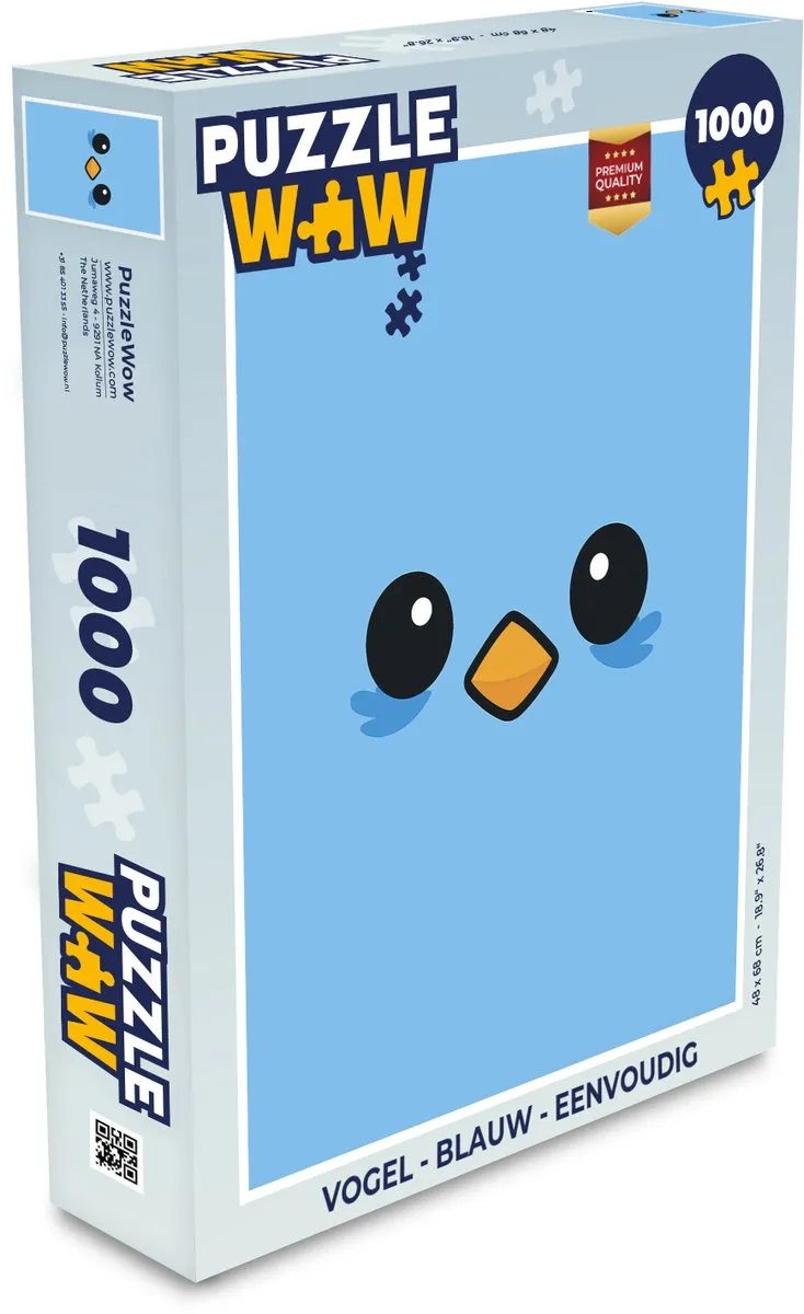 PuzzleWow Vogel Legpuzzel 1000 Stuks - Blauw
