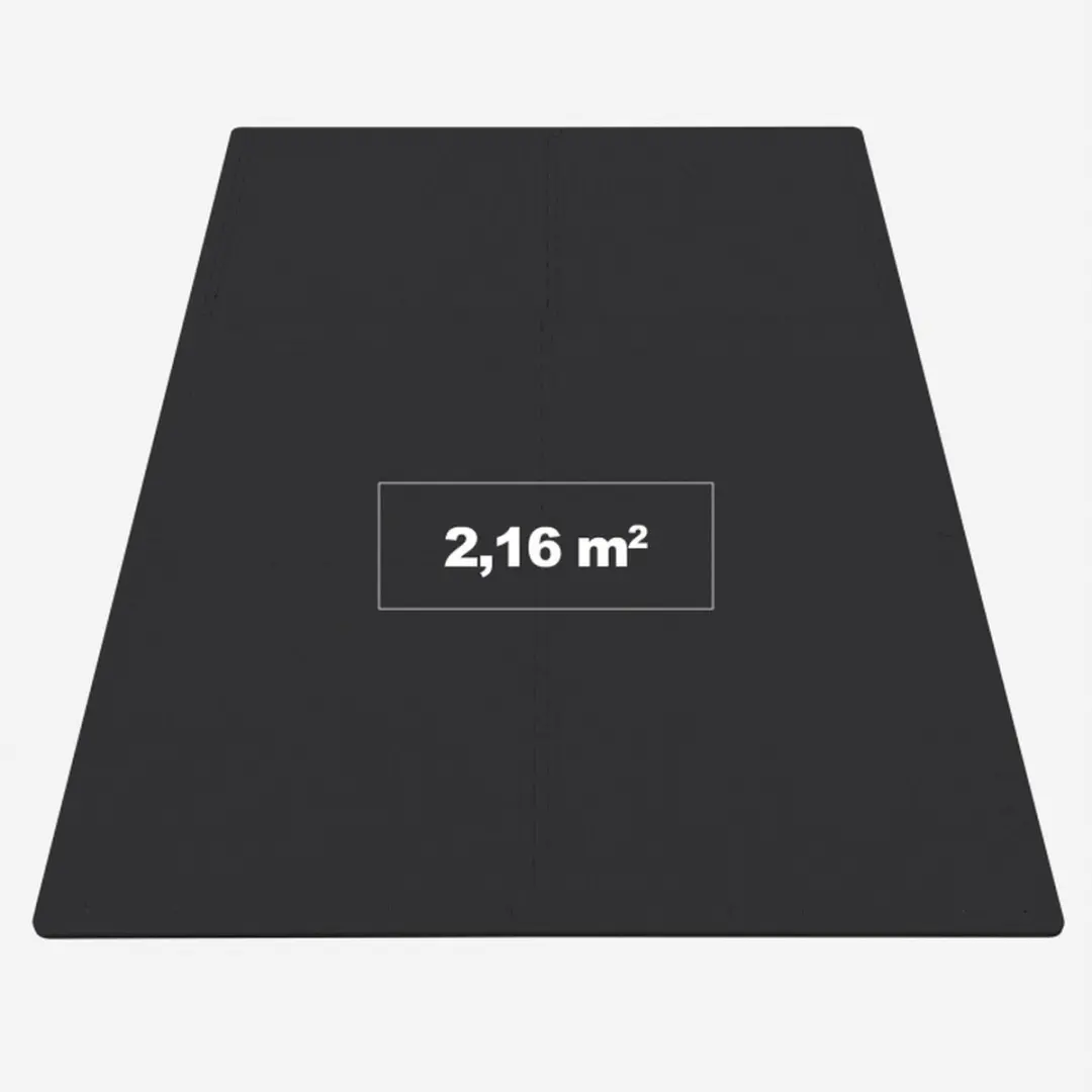 Gorilla Sports Vloermatten Puzzelmat - 6 Stuks + 12 Eindstukken - Zwart